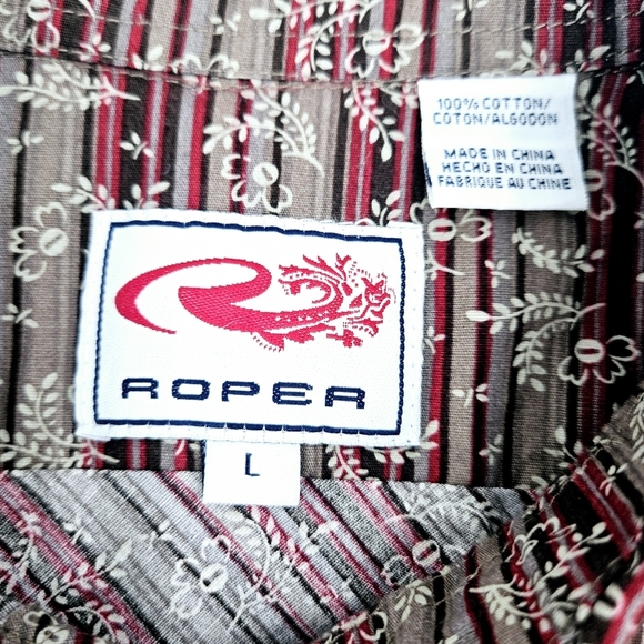 ROPER Western Pearl Snap Cotton Shirt Red Burgandy - Picture 7 of 9